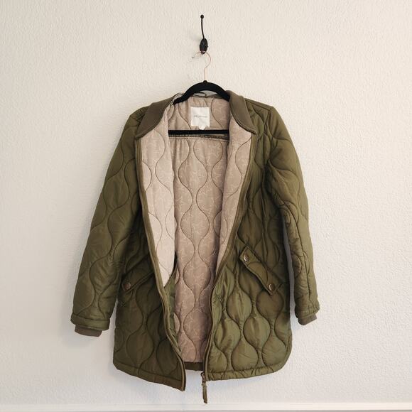 Avec Les Filles Women's Size Small Army Green Quilted Puffer Jacket New - Picture 2 of 4